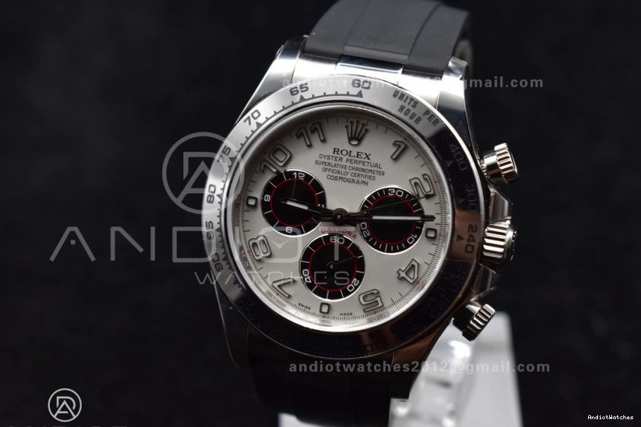 SA4130 Clean Silver Daytona 116519 Black 1:1 Best Edition Strap on Rubber Dial Elegant 904L Case SS 414 V 0331